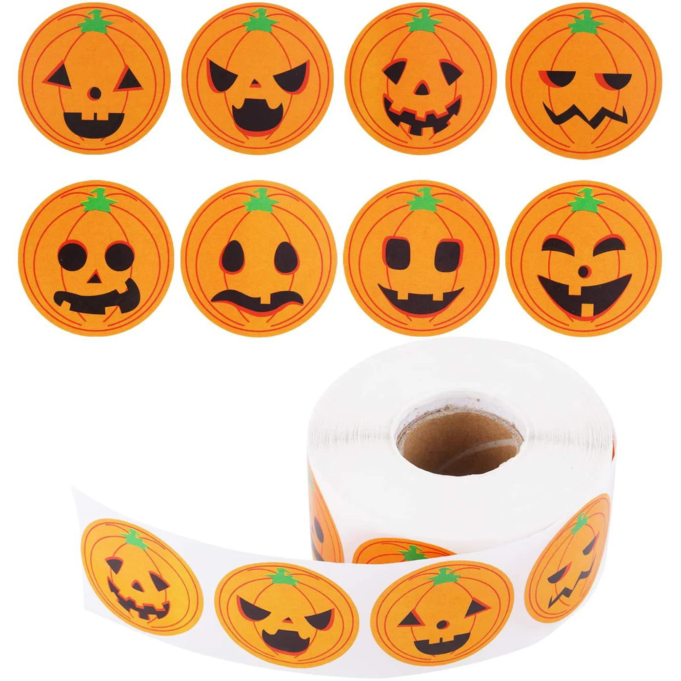 50-500pcs DIY Decorative Labels Halloween Party Favors Supplies Round Halloween Label Sticker Cute Smile Pumpkin Seal Sticker