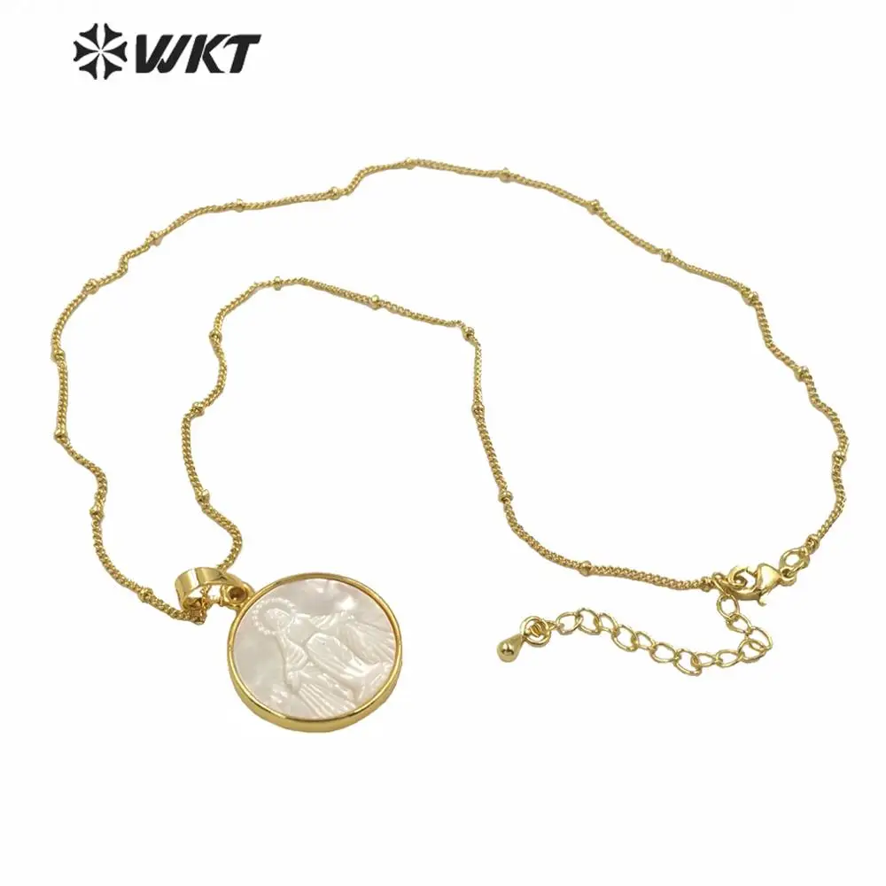 WT-JN032 Religious Charms Blessed Virgin And Godess Pattern 18k Gold Dipped Pendant 18 Inch Daily Commuter Accessory