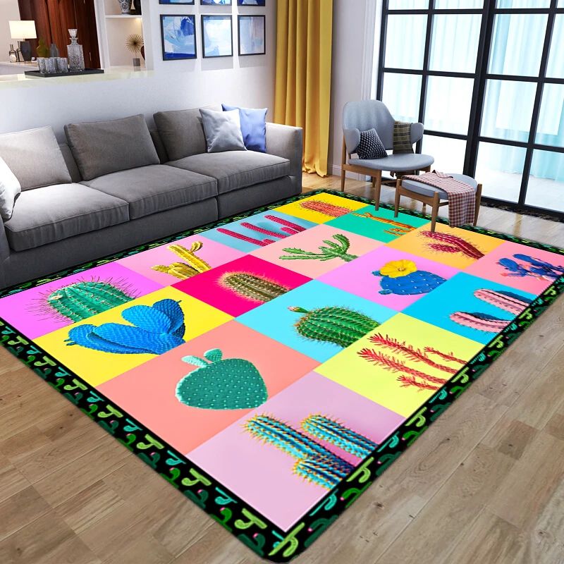 Colorful cactus 3D printed Carpet Child Room Decor Large Carpets for home living room Bedroom decor Area Rug Kids Play floor Mat