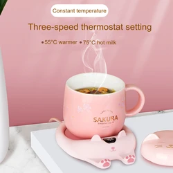 Electric Cup Heater with Phone Holder Coffee Mug Cup Mat Warmer Pad for Home Office Milk Tea Heating Coaster Gift for Friends