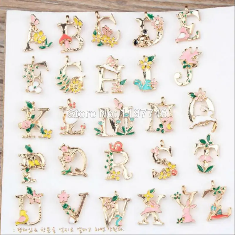 

Gold Charms for Jewelry Making Letter Charms 10pcs 18mm Colorful Enamel Charms Flower Charms Pendant Metal Charms Findings