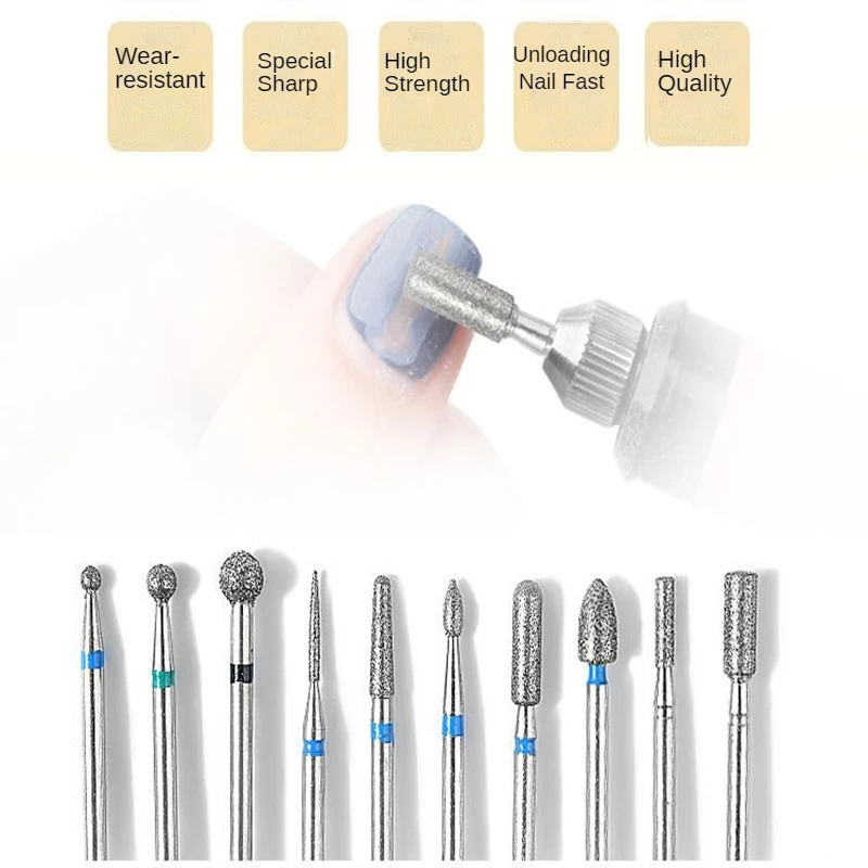 10 Pcs Diamond Milling Cutters For Manicure Carbide Nail Drill Bits Kits Equipment Tools