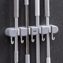 Wall Mounted Mop Storage Shelf  Rack Broom Organizer Hooks Holder Self-Adhesive Bathroom Kitchen Garden Garage Storage Tool