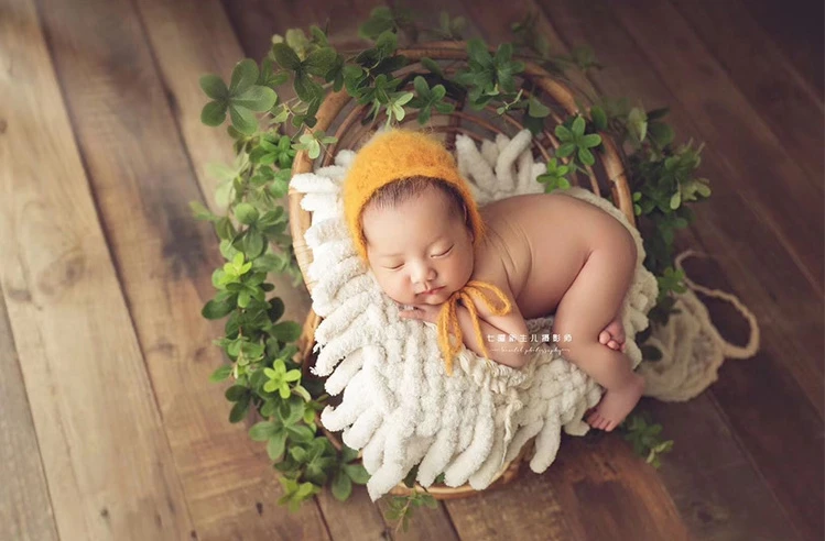 newborn photography accessories Photo Shooting props Baby Infant Vintage woven basket boy and girl bamboo bed