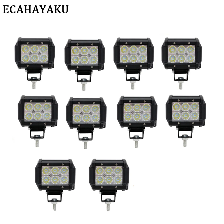 

10Pieces 4inch 18W LED Bar Lights Double Lines 6000K White Aluminum Waterproof Driving Lamp Pods for Offroad Trucks SUV Cars 12V