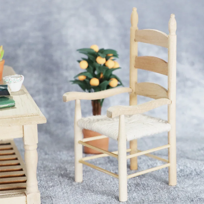 

1:12 Wooden Dollhouse Chair, Miniature Chair, Simulation Portable Vintage for Doll