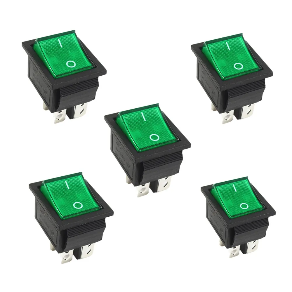 Latching Rocker Switch Power Switch I/O 4 Pins with Light 16A 250VAC 20A 125VAC KCD4
