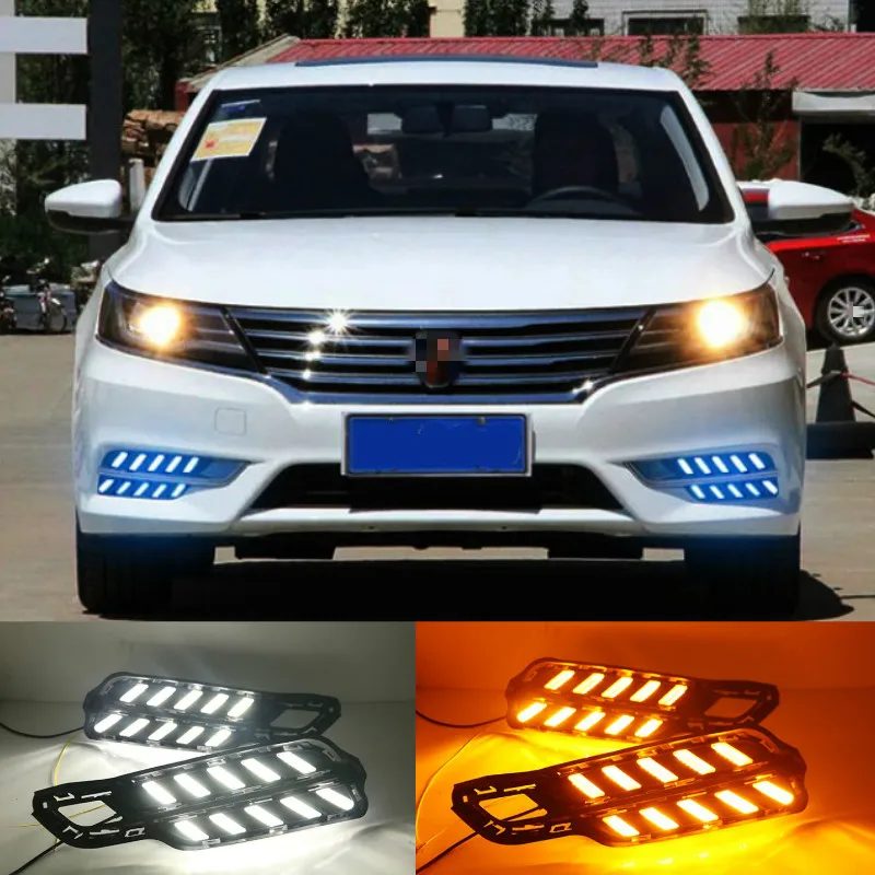 LED DRL Fog lamp driving lights with Yellow Turn Signal Function For Roewe i6 2017 2018 Daytime running lights