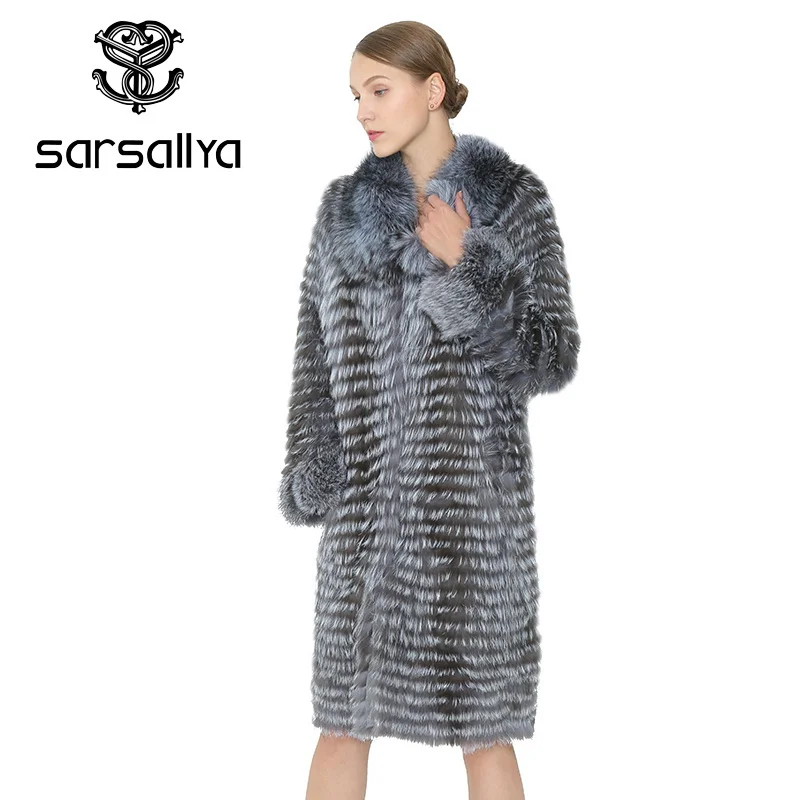 SARSALLYA Real Fur Coat Women Real Natural Fox Fur Winter Warm Long Coats Women Vest Fox Fur Female Clothing Mink Coat