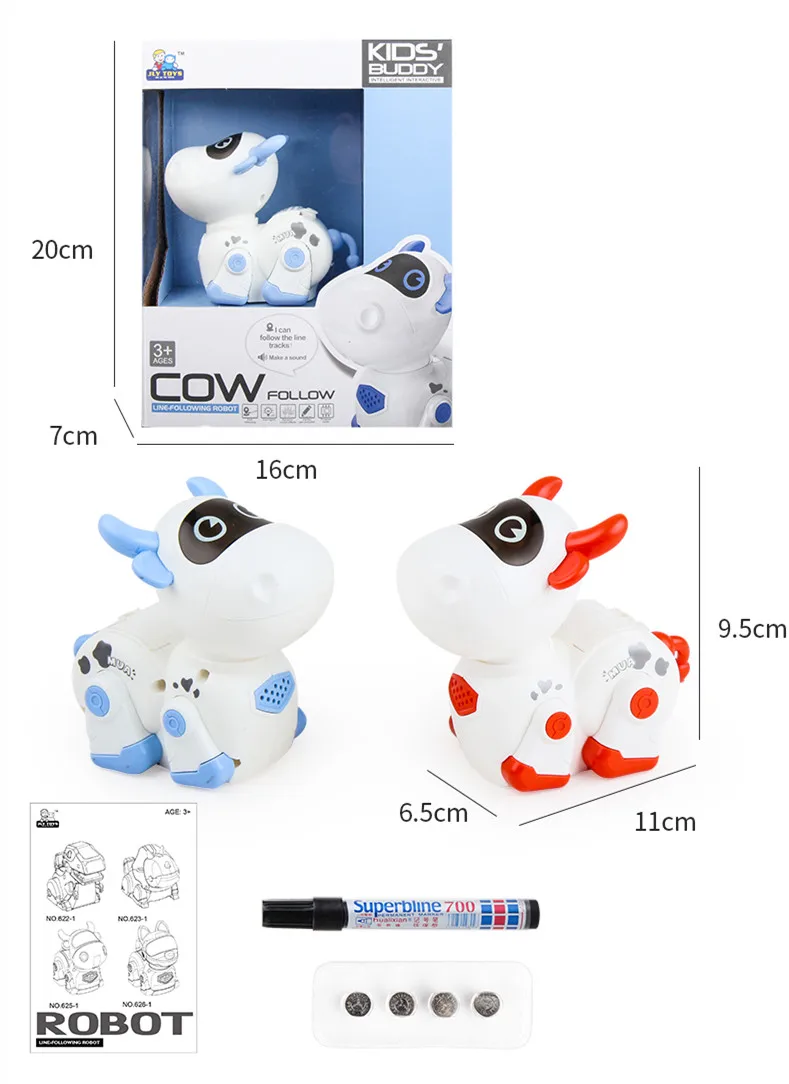 DIY Follow Drawn Line Lights Sound Robot Dog Cow Magic Pen Toys vector robot interactive toys feisty pets toys for children