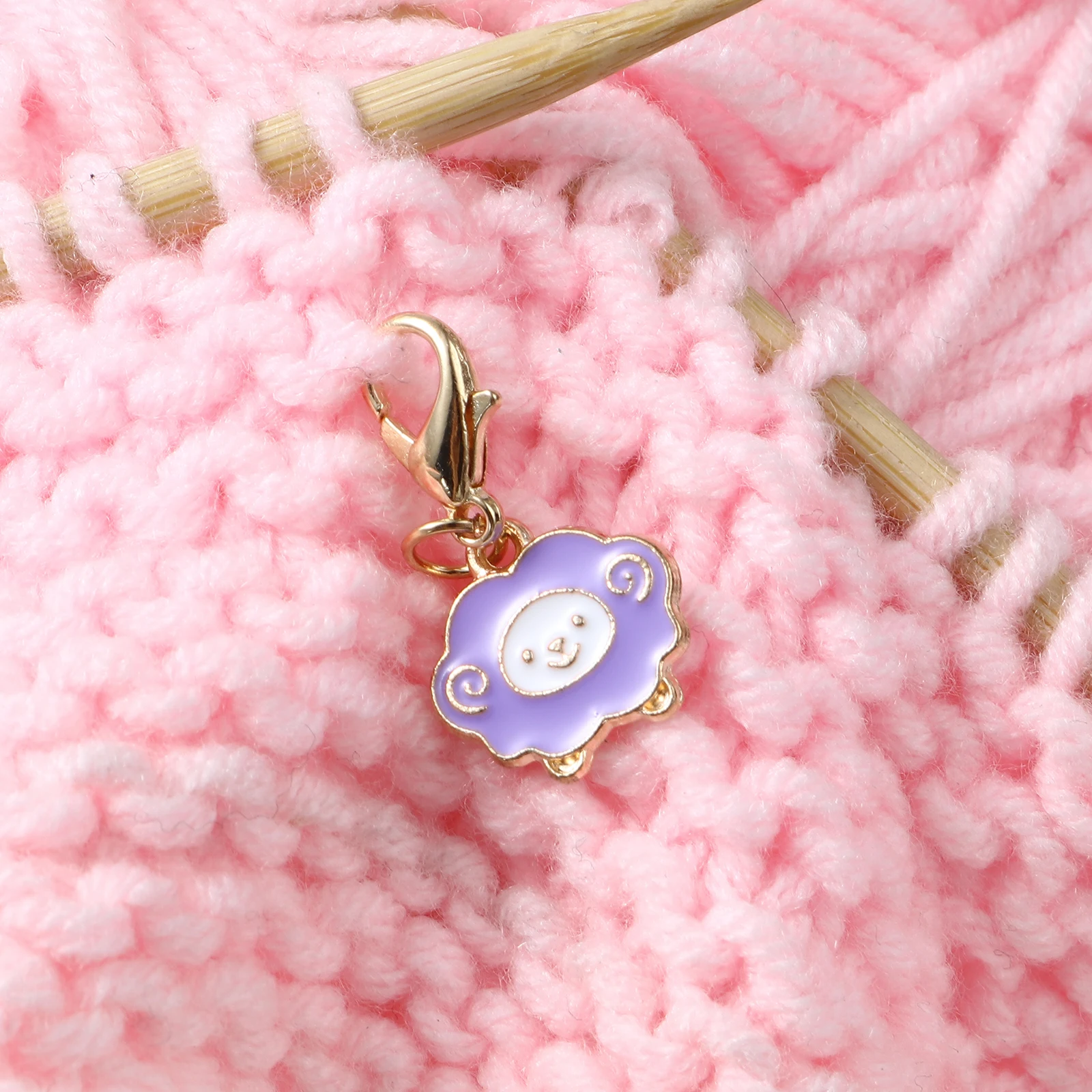 1 Set Sheep Enamel Knitting Stitch Markers Zinc Alloy Animal Pendant Gold Plated Multicolor For Knitting Tools DIY Findings