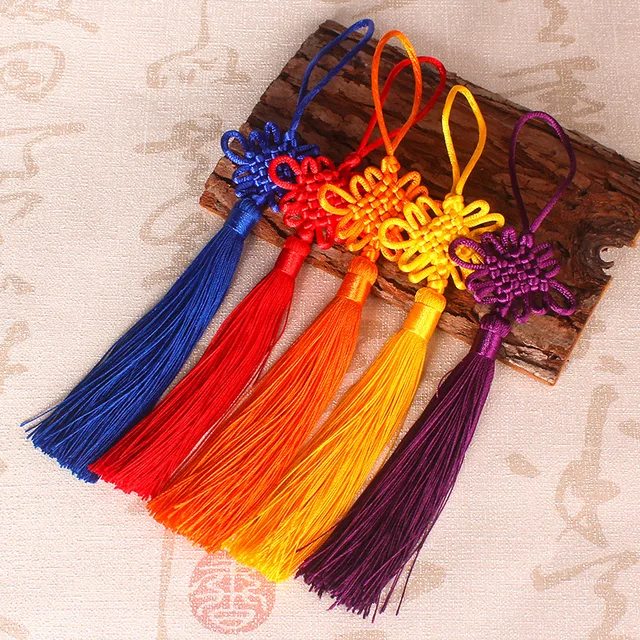 Flecos de seda con borlas de nudo chino, flequillo de flores, adorno decorativo para cortinas, accesorios de decoración del hogar, 2 unidades por lote
