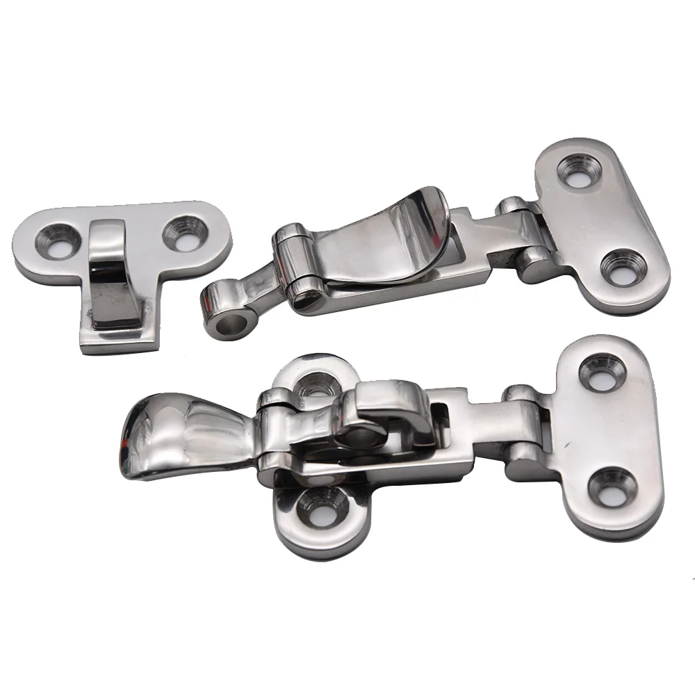 2Pcs 316สแตนเลสสตีล Clamp Deck Hasp ล็อค Marine เรือ Locker ลง Anti-Rattle Latch Fastener ฮาร์ดแวร์ yacht อุปกรณ์เสริม