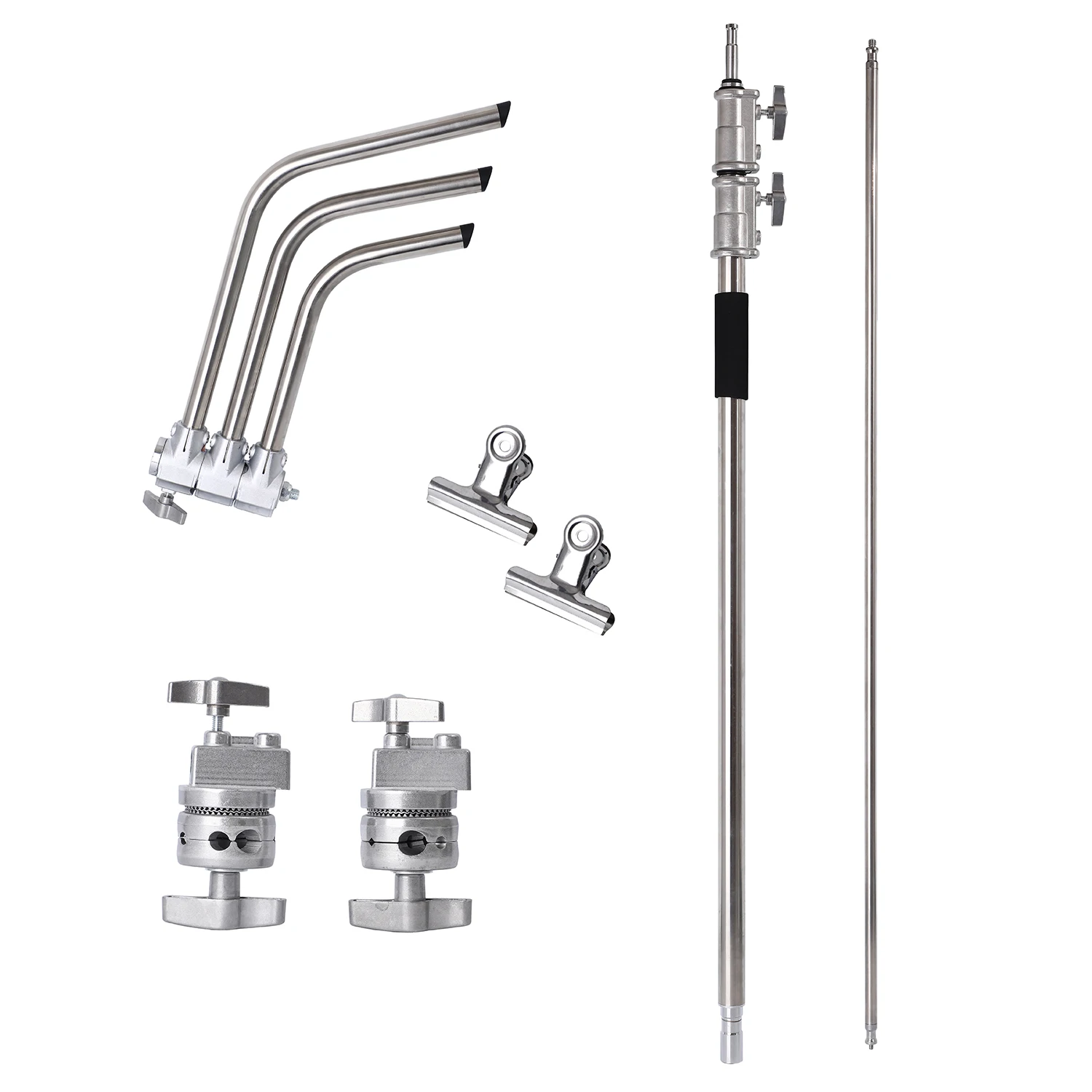 Dudukan lampu baja tahan karat 3.3M 130in, dudukan Tripod c-stand dengan 1,28m, lengan Boom fotografi kaki ajaib untuk lampu sorot, Softbox, lampu kilat