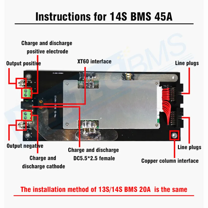 48V moc ściany 21700 uchwyt baterii 48v akumulator litowo Balancer PCB 13s 14s 20A 45A BMS obudowa baterii diy 21700 schowek