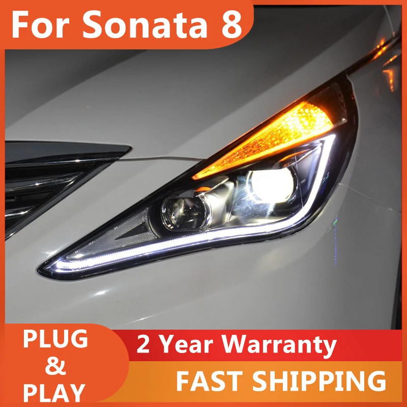 

Фара для Hyundai Sonata8 MK8, 2011-2014 Sonata 8, головной свет DRL, указатель поворота, ближний свет, линза проектора