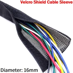 Shielded Cable Sleeve 16mm With Velcro Tape Insulation Nylon Harness Sheath Anti Electromagnetic Interference Leakage Wire Wrap