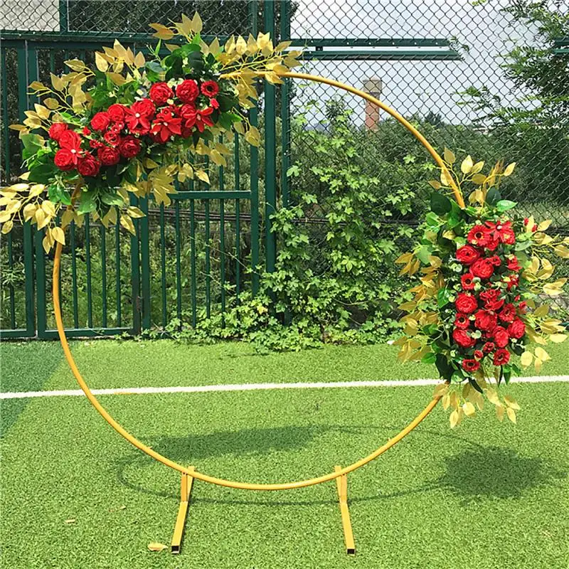 

Circle Wedding Arch Wedding Stage Background Decoration Props Wrought Iron Ring For Party Outdoor Wedding Photography