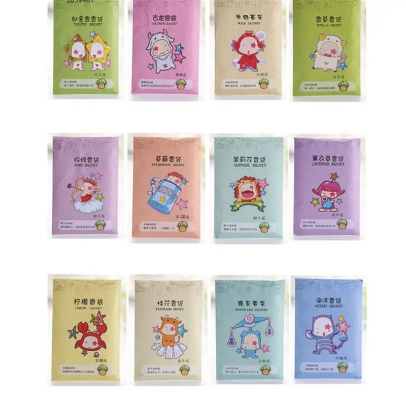 

1Piece Home Fragrance Sachet Bag Natural Grain Scented Wardrobe Deodorant Air Freshener Colorful Printed Package 6x9cm