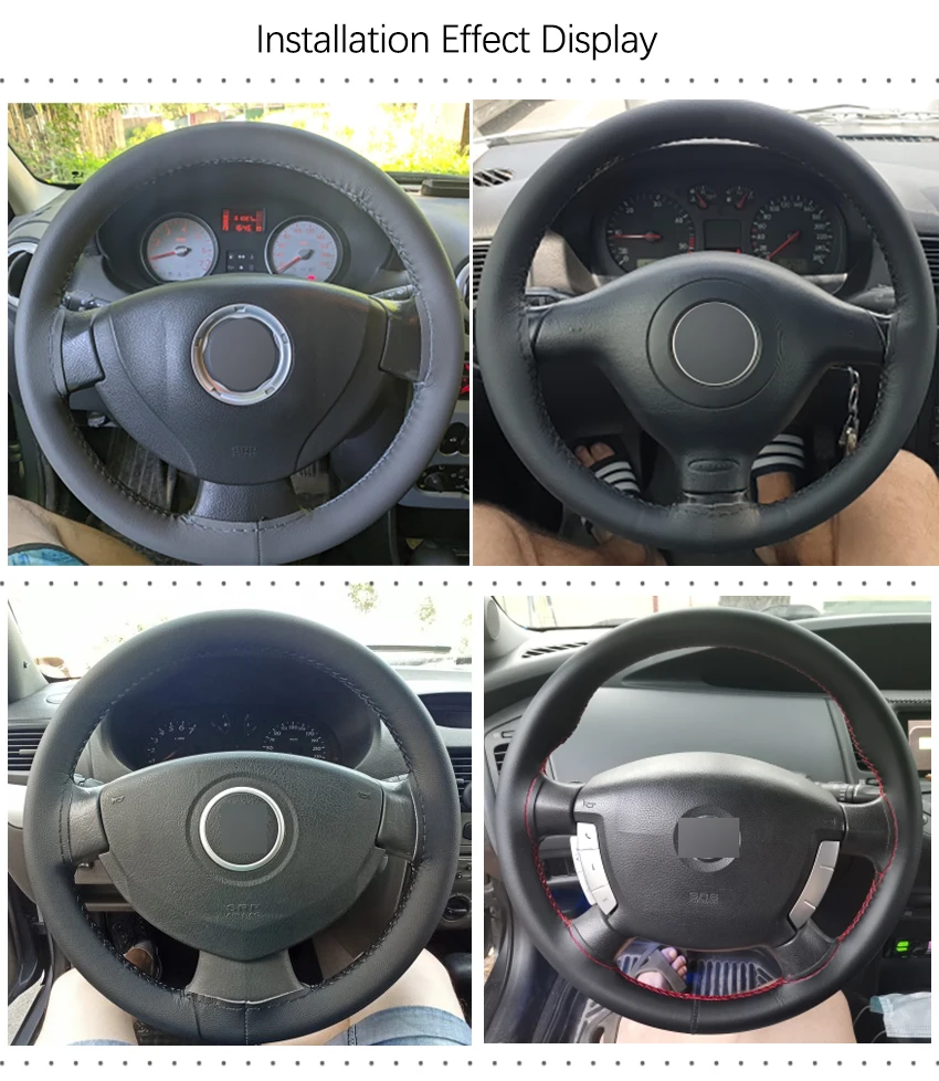 Mikrofaser-Leder Handgenähter Weicher Auto-Lenkradbezug Mit Nadeln und Faden Durchmesser 38cm Auto-Zubehör – Detail 1