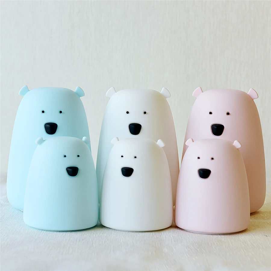 Morden lampada da comodino in Silicone a luce notturna orso colore luce bambini lampada da notte carina camera da letto luce per bambini regalo riduzione della pressione giocattolo