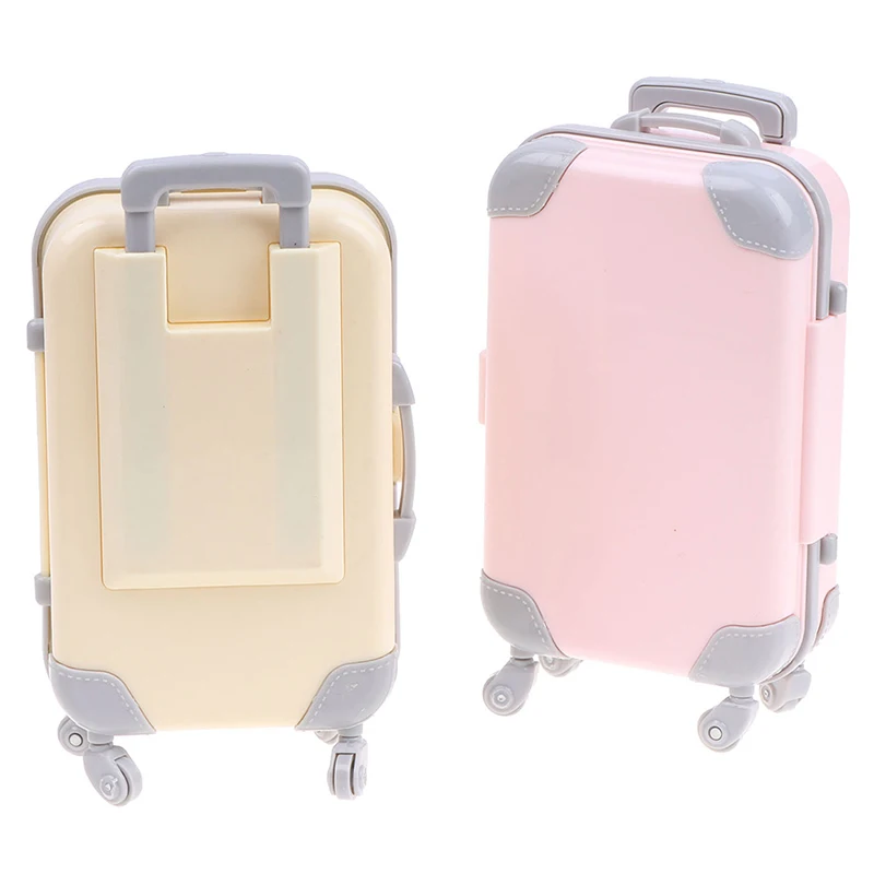 Mini Plastic Suitcase Luggage Doll Accessories Furniture Kids Toys Play House 3D Travel Train Suitcas For Baby Doll Gift