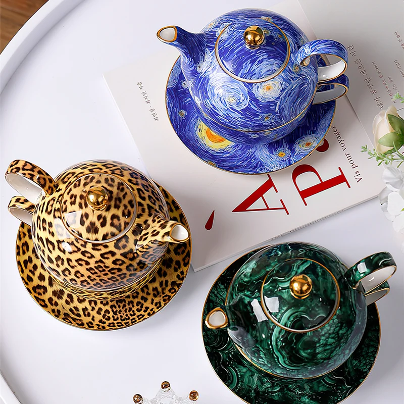 Ceramic Coffee Set Teaware Leopard Portable Nordic Phnom Penh Single Teapot Cup Tea Set Mug Drinkware Home Bar Kitchen Supplies