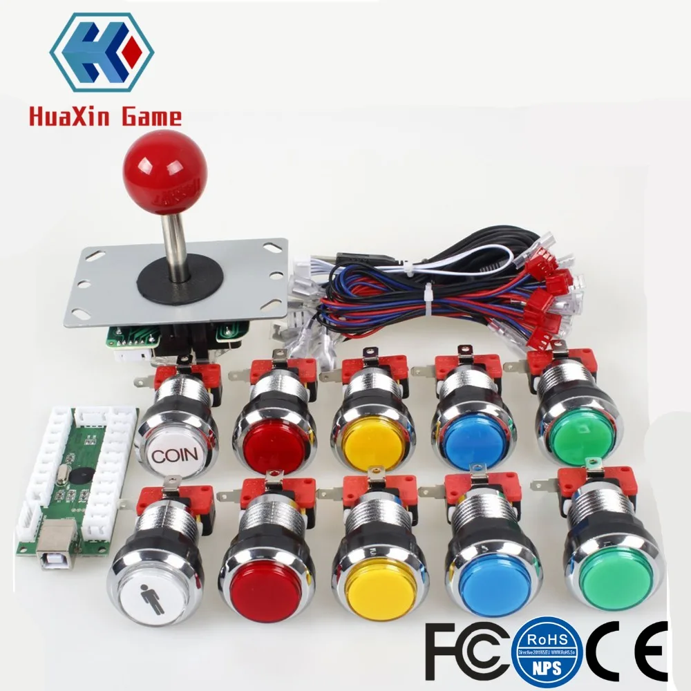 

Arcade Contest DIY Kits USB Encoder To PC + 8 Way Joystick + Chrome Plating LED Illuminated Push Button For Mame Raspberry Pi