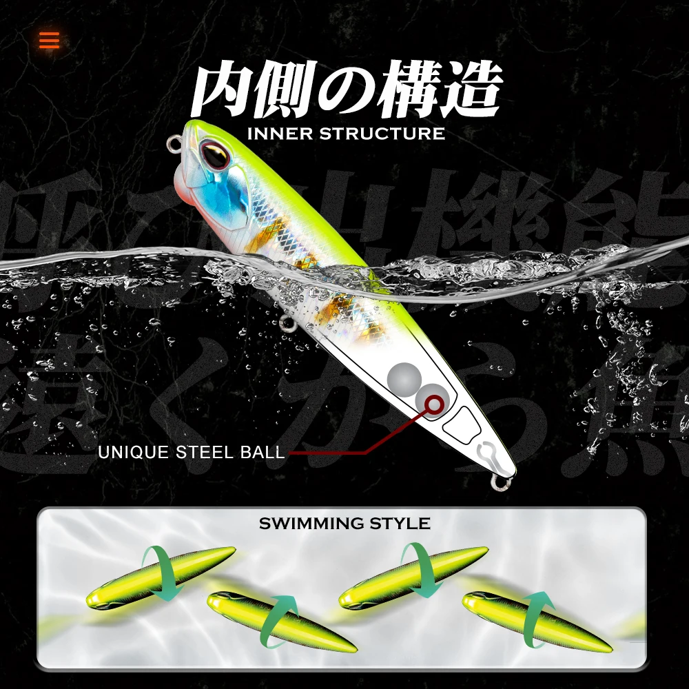 Hunthouse WTD Floating Pencil Fishing Lure 100mm/14.5g 65mm/5.5g Top Water Wobbler Stick Bait For Fishing Bass Trout Tackle view 3