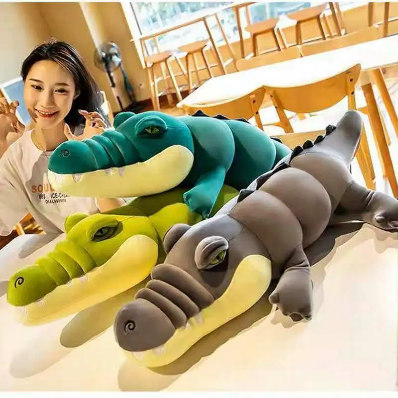 80-150cm Stuffed Animal Real Life Alligator Plush Toy Simulation Crocodile Dolls Kawaii Ceative Pillow for Children Xmas Gifts