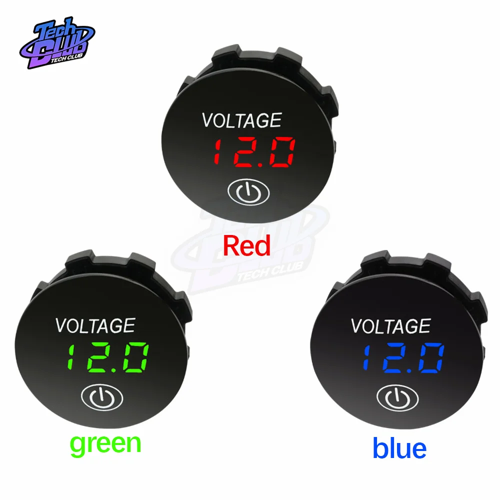 Motorcycle DC 3V-35V LED Panel Digital Voltage Meter Battery Capacity Display Voltmeter with Touch ON OFF Car Switch Accesores