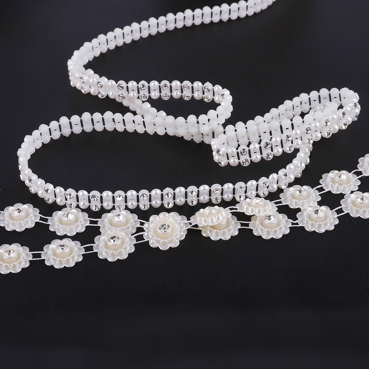 1M Artificial Pearls imitation Beads Chain Garland Flowers Rhinestone For Wedding Dress fabric Decoration Sewing Handmaking diy