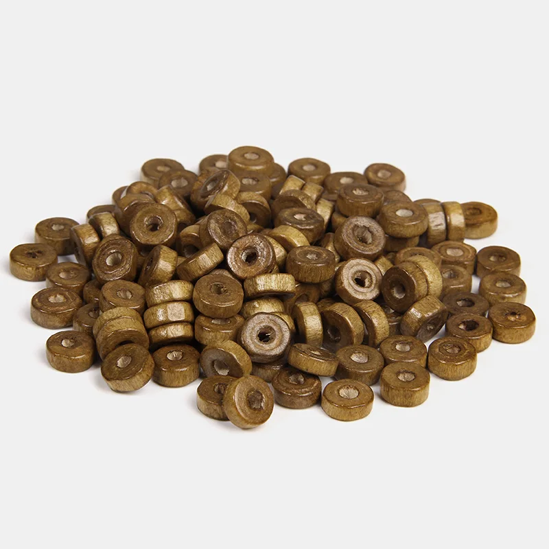 Natural Primary Color Wooden Beads Flat Round Bead Buddhist Prayer Beaded For Diy Jewelry Making Bracelet Necklace Accessories