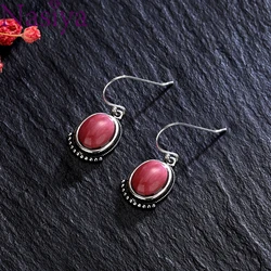 High Quality S925 Silver Earrings Natural Labradorite Drop Earrings for Women Luxury Ear Hoop Jewelry Gift Wholesale