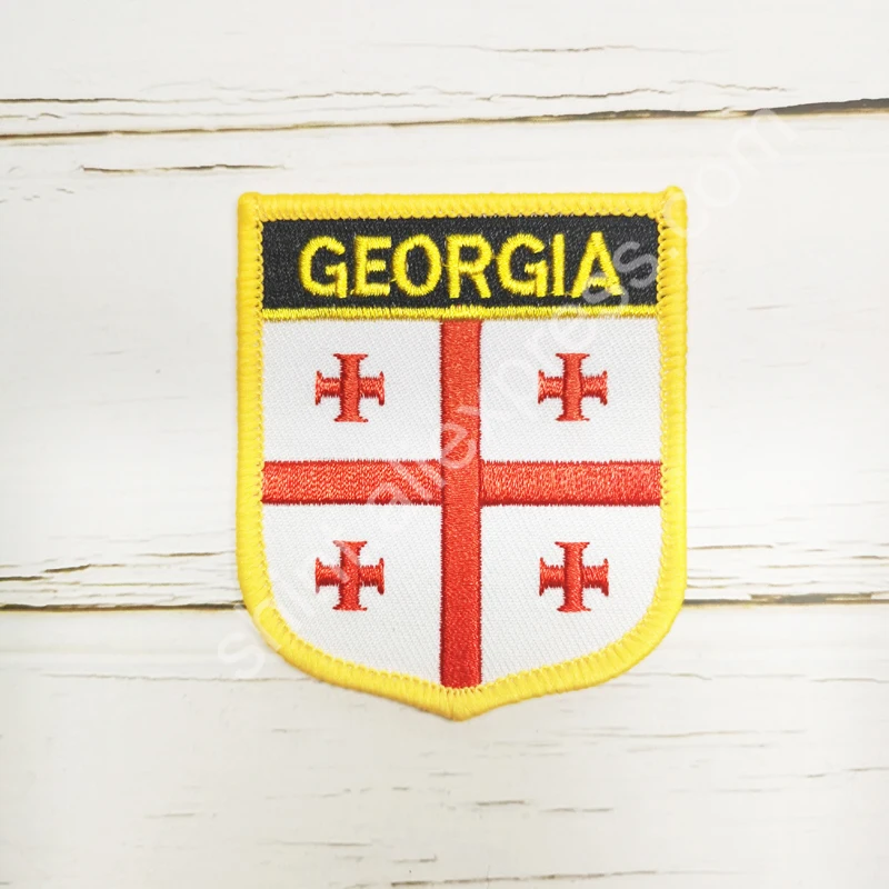 Bandiera nazionale georgiana patch per ricamo distintivo scudo e spilla di forma quadrata un Set sulla decorazione dello zaino del braccialetto di