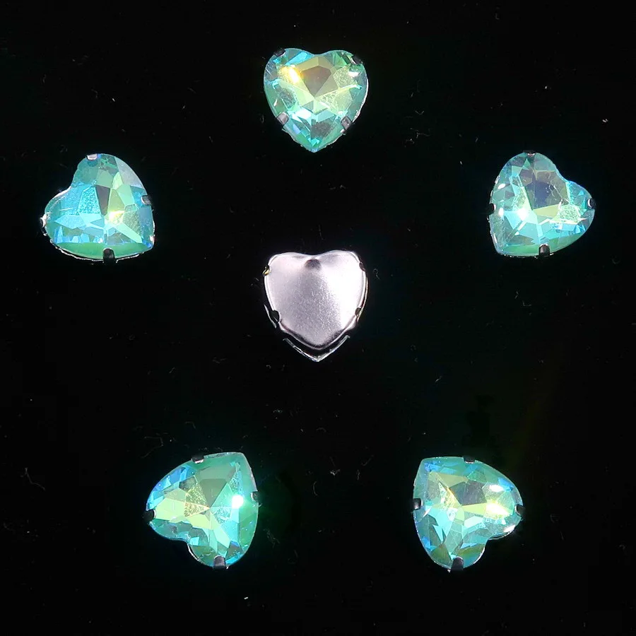 Herzförmige 20 Stück/Packung 10mm Silber Krallenfassungen Jelly Candy Glas Kristall Aufnähbare Strassperlen für Hochzeitskleider, Taschen, Schuhe, DIY-Verzierungen – Detail 10