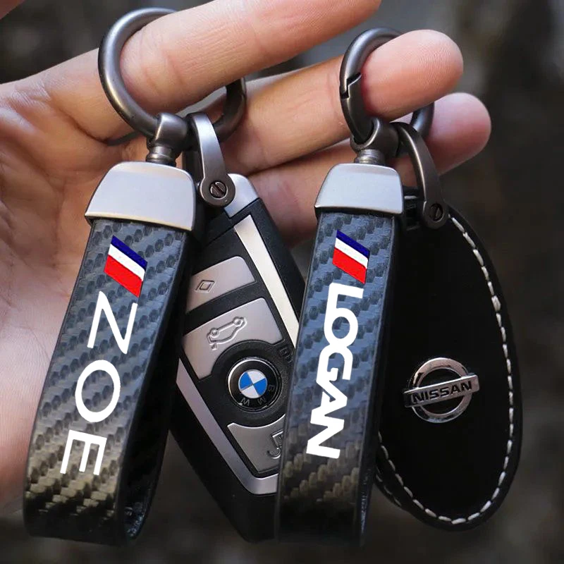 for Renault ZOE TWINGO SCENIC SANDERO MEGANE LOGAN KADJAR DUSTER Clio Lanyard Keys Car Key Chain Keyrings Keychain Leather Gift