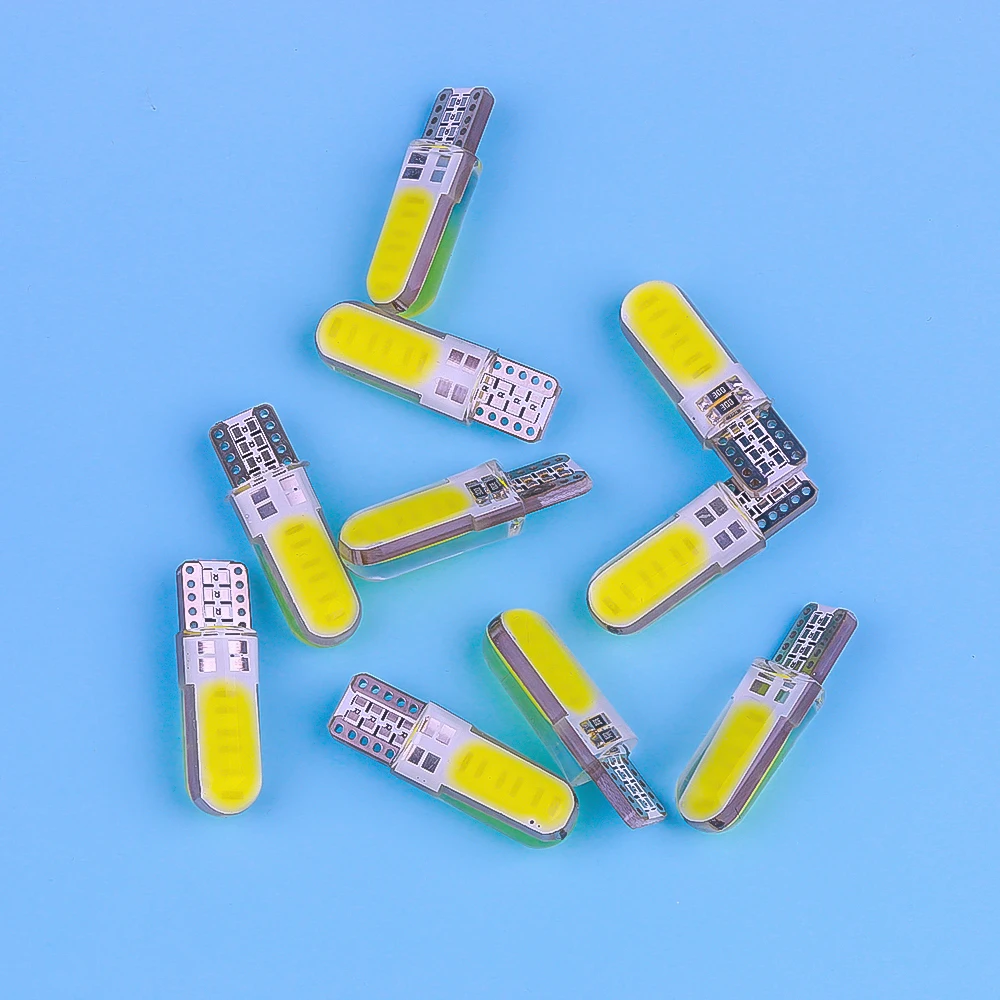 Silicone Gel COB LED Car Light 12V T10 W5W Wedge Side Parking Reading Bulb Signal Lamp Clearance Light 12 SMD chips