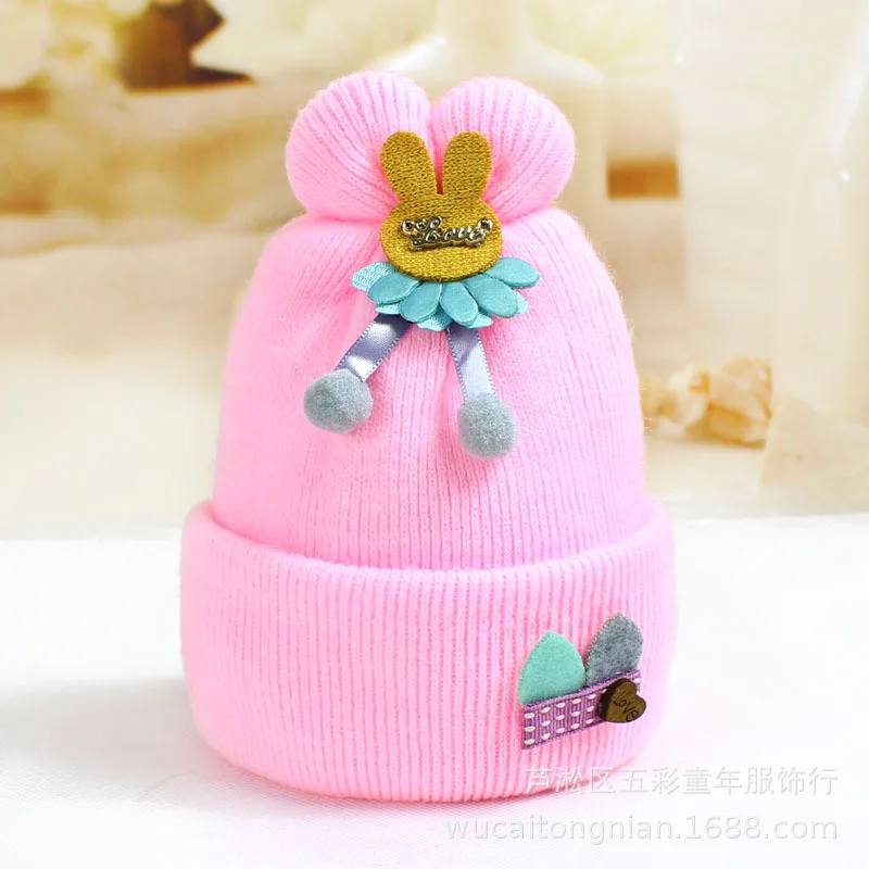 2020 Baby Stuff Accessories Baby Soft Turban Newborn Hat Lovely Winter Warm Beanie Crochet Knit Embroidery Patch Cap