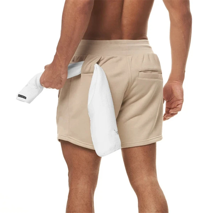 2021 New Men's Slacks Sports Shorts Summer Cotton Pure Color Men Casual Running Training Fitness Male Shorts