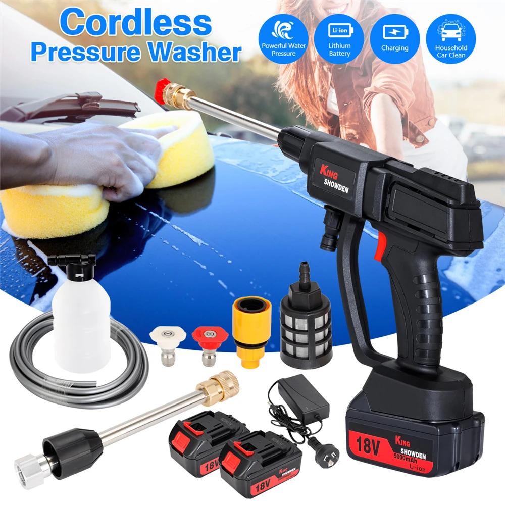 Cordless Portable Electric High Pressure Water Spray Gun Car Wash Pressure Water Nozzle Cleaning Machine for Makita 18V Battery