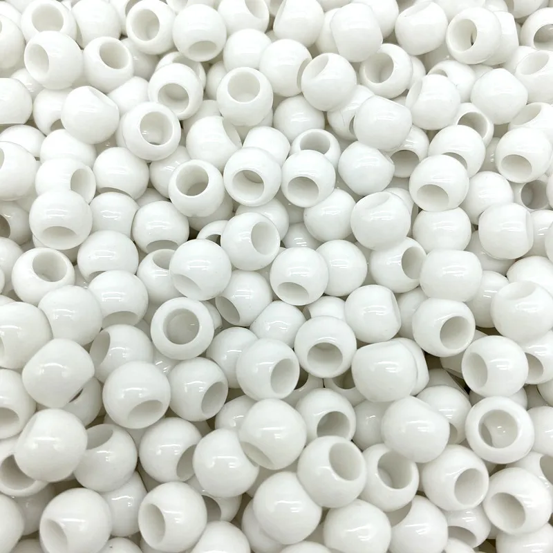 50pcs 10mm Big Hole Beads Bucket  Acrylic Loose Bead for Jewelry Making Bracelet Necklace DIY