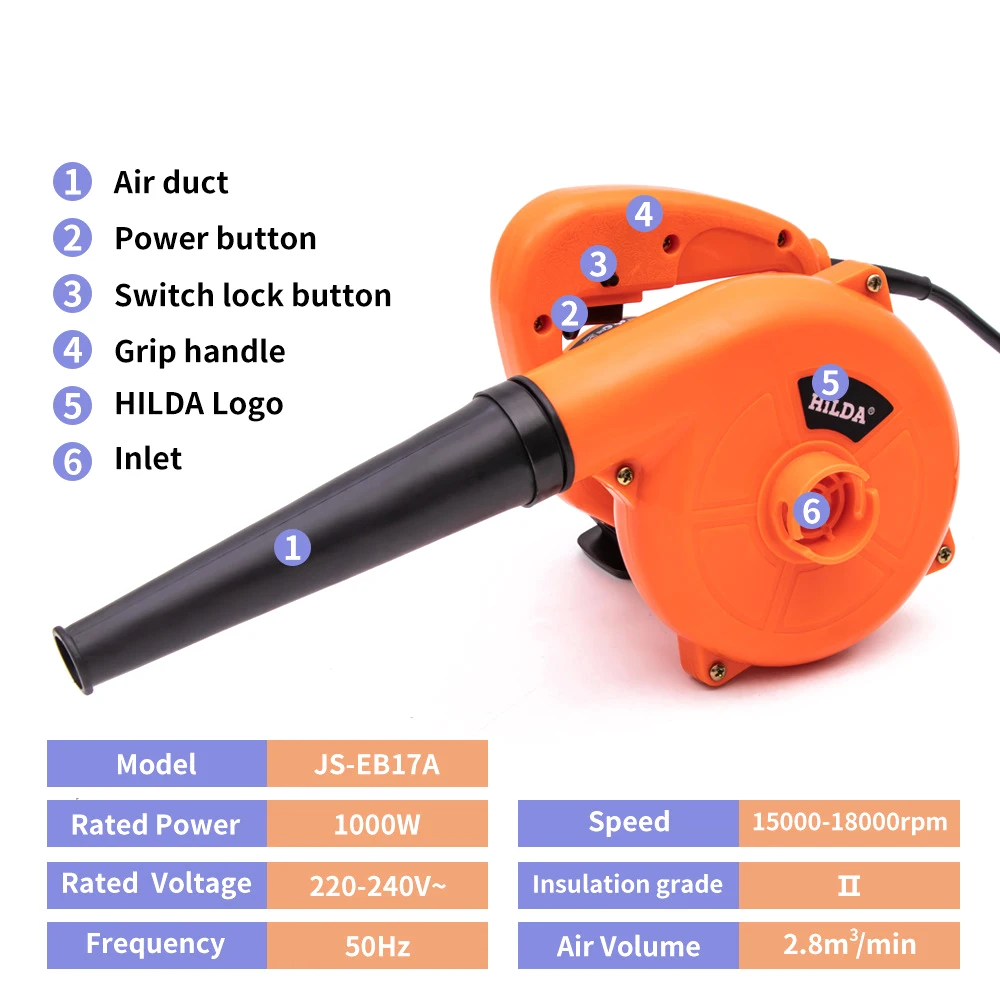 Air Blower 1000W Computer Cleaner Electric Air Blower Dust Blowing Dust Computer Dust Collector Blower House Tool