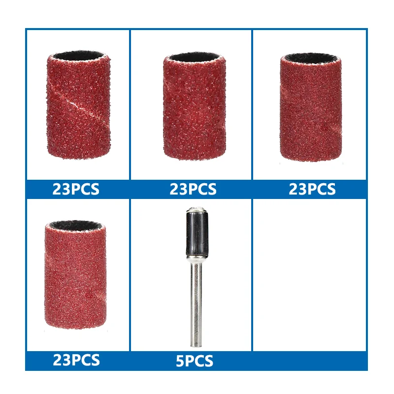 CMCP Sanding Bands 97pcs 60/120/240/320 Grit Sanding Drum Kit With Sanding Mandrels For Dremel Rotary Accessories Tools