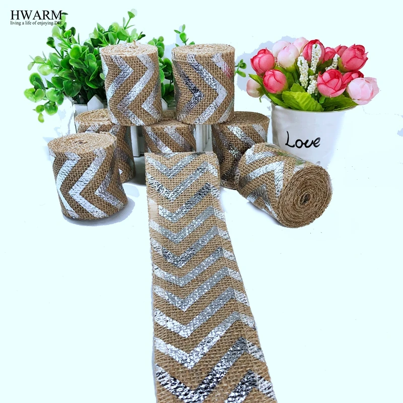 12pcs 6cm Silver Directional Sign Linen Lace Fabric Ribbon DIY Handmade Wedding Christmas Decoration For Home Party Favors GIFT