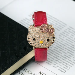 Kt Cat Studded Flip Girl Watch Cartoon Belt Fashion Cute Children's Watch Specializing In The Production of Children's Watches