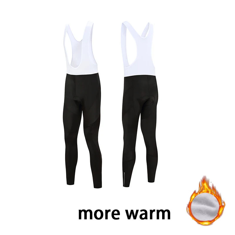 Winter Cycling Pants 2025 Classic Black Thermal Fleece Long Bib Pants Men's Winter Bicycle Riding Shorts Sports Running Pants view 2