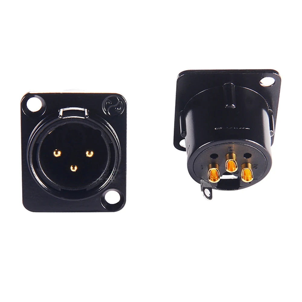 

2pcs Gold plated plug hi-end XLR 3-Pin Male Chassis Panel Socket For CD Amplifier