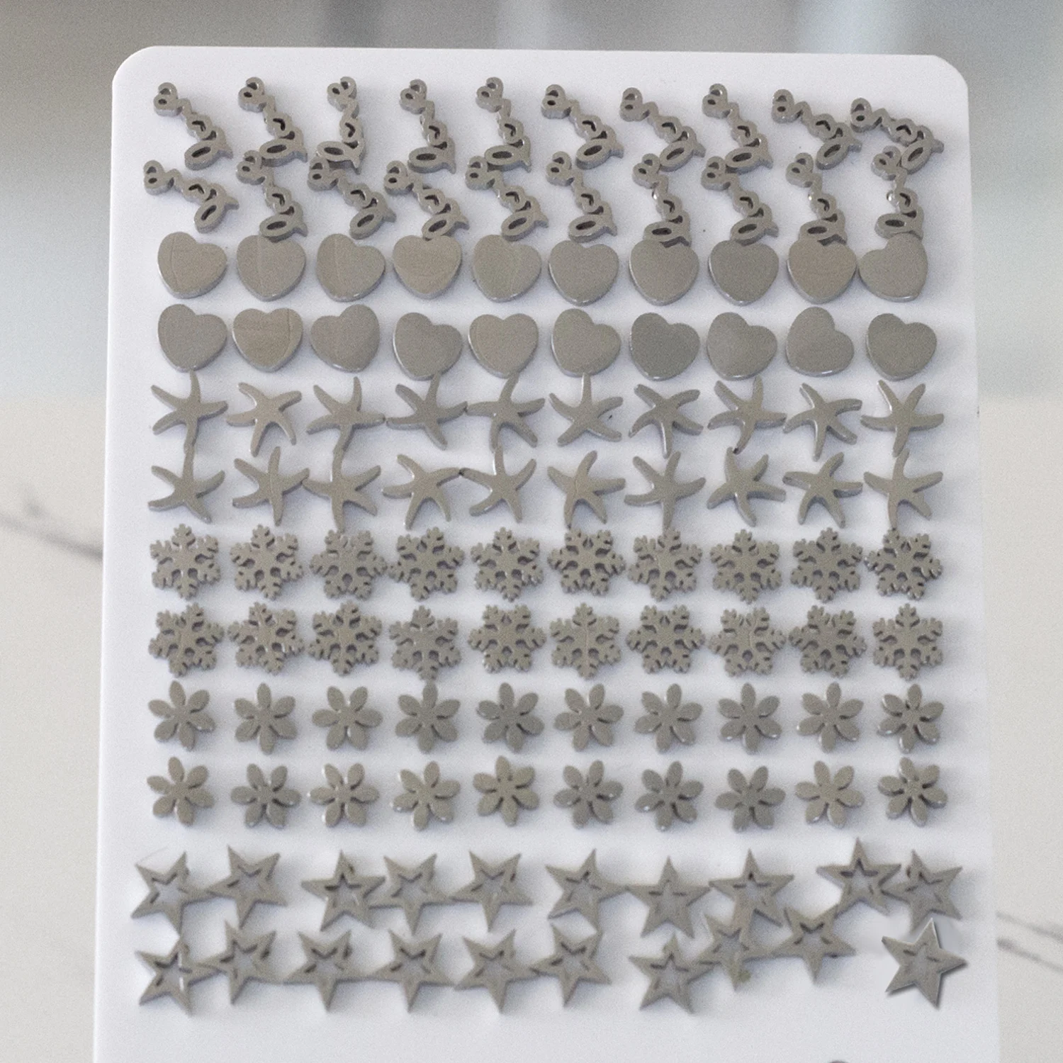 

60 Pairs Heart Star Pattern Stud Earrings Silver Color 316L Stainless Steel Push Back Type for Women Girl Jewelry Accessories