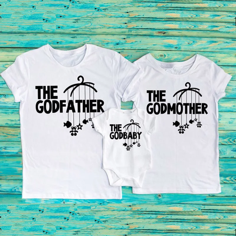 Godfather Godmother Godbaby bodysuit or t-shirt Godparents gifts Baptism T Shirts Matching shirts Movie funny